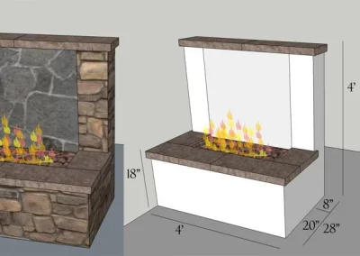 masonry fire place design and 3d rendering in fresno california