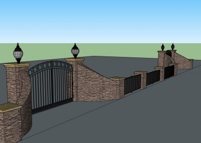 masonry fence 3d render