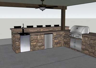 masonry outdoor kitchen 3d render